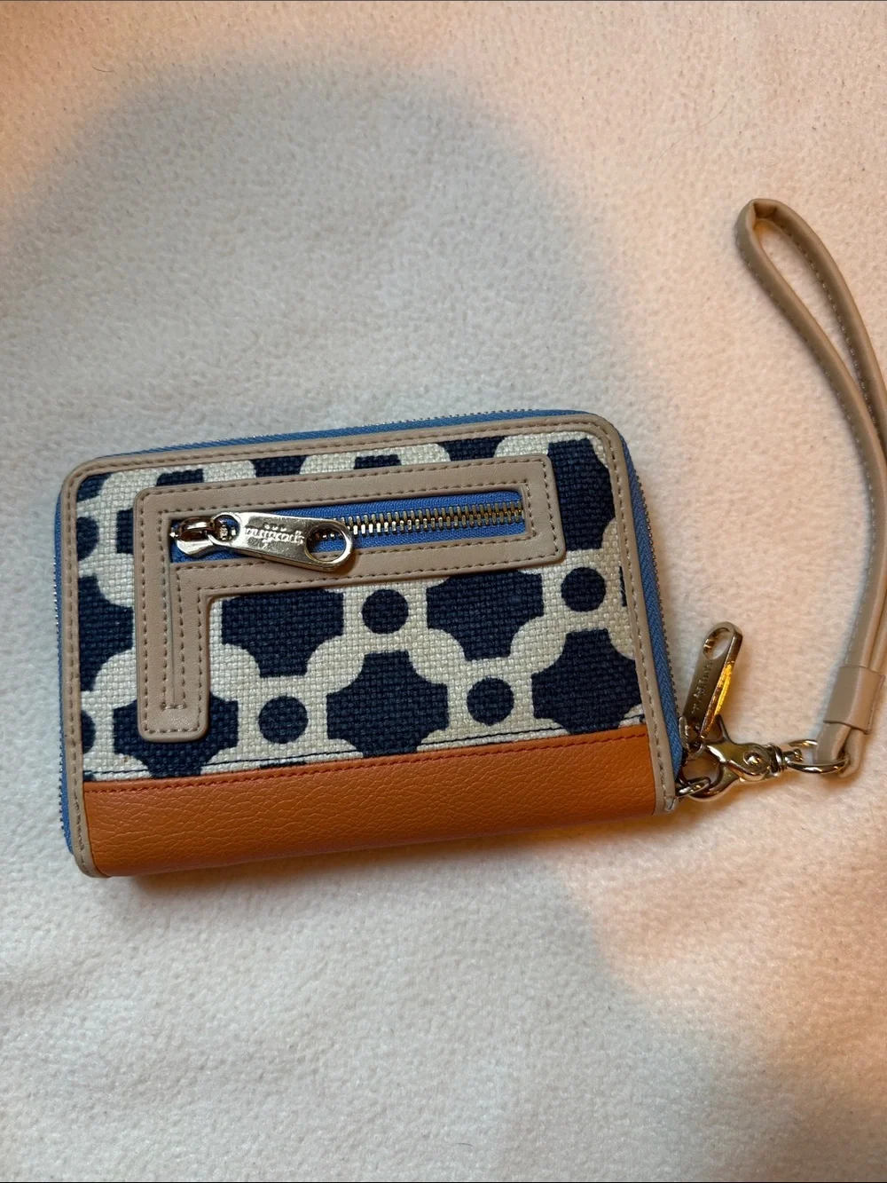 Spartina 449 Navy, Cream & Tan Wristlet Clutch